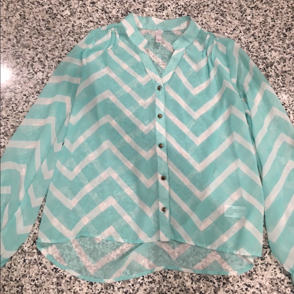 Blue and white chevron blouse